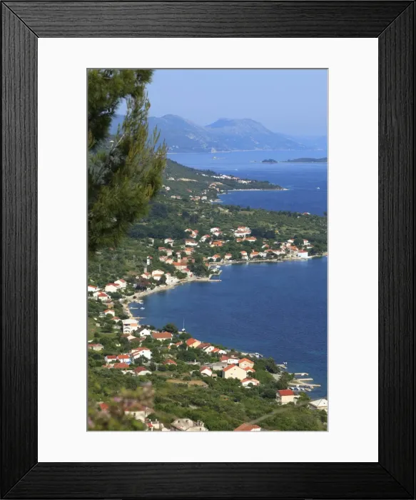 Framed Print : High view of coastline, Viganj, Peljesac Peninsula, Croatia, Europe Framed Print : High view of coastline, Viganj, Peljesac Peninsula, Croatia, Europe