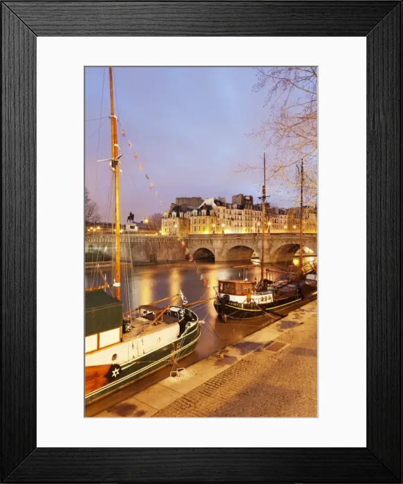 Framed Print : Ships on River Seine and Pont Neuf Bridge, Paris, Ile de France, France, Europe Framed Print : Ships on River Seine and Pont Neuf Bridge, Paris, Ile de France, France, Europe