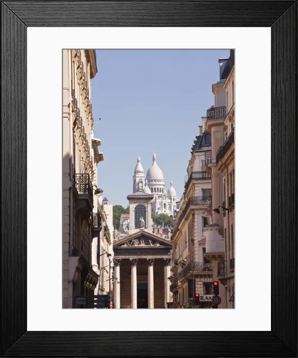 Framed Print : The Basilica of Sacre Coeur through the streets of Paris, France, Europe Framed Print : The Basilica of Sacre Coeur through the streets of Paris, France, Europe