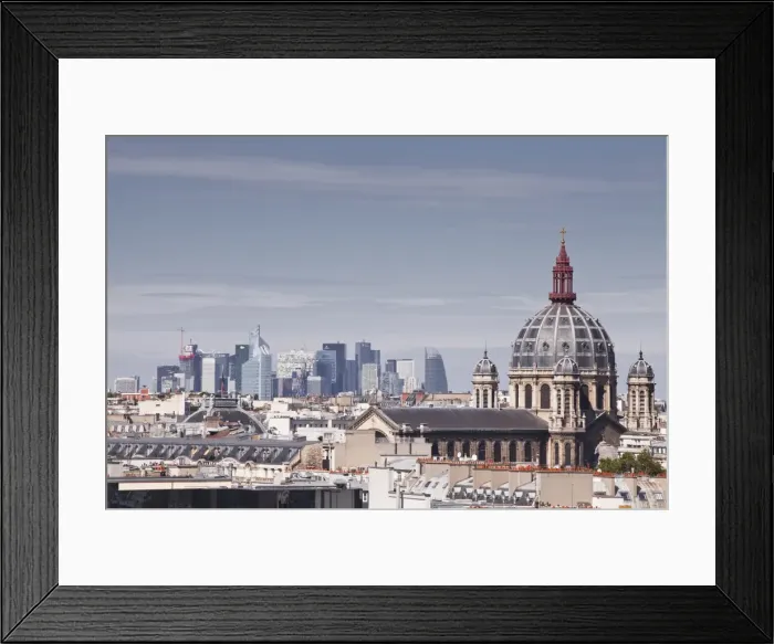Framed Print : La Defense rising above the rooftops of Paris, France, Europe Framed Print : La Defense rising above the rooftops of Paris, France, Europe