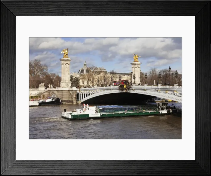 Framed Print : Cruise ship and Pont Alexandre III bridge, Paris, Ile de France, France, Europe Framed Print : Cruise ship and Pont Alexandre III bridge, Paris, Ile de France, France, Europe