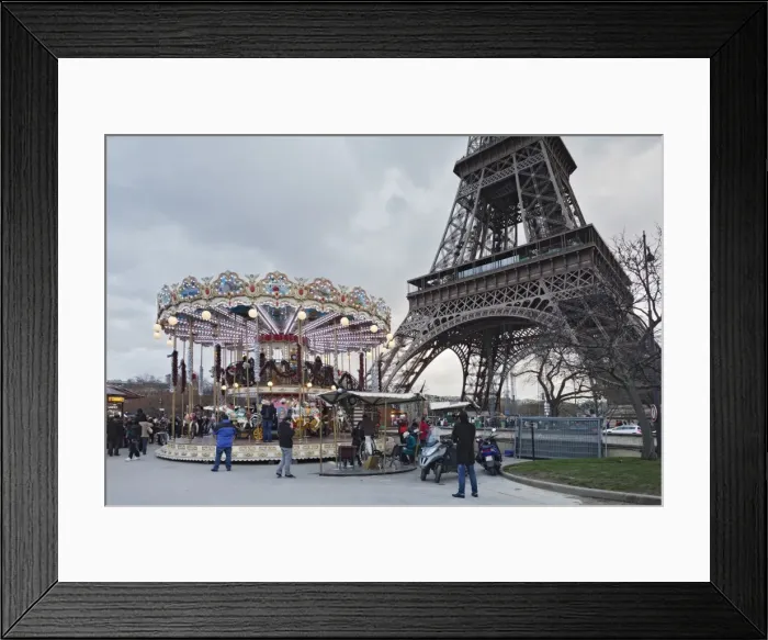 Framed Print : Carousel with Eiffel Tower, Paris, Ile de France, France, Europe Framed Print : Carousel with Eiffel Tower, Paris, Ile de France, France, Europe