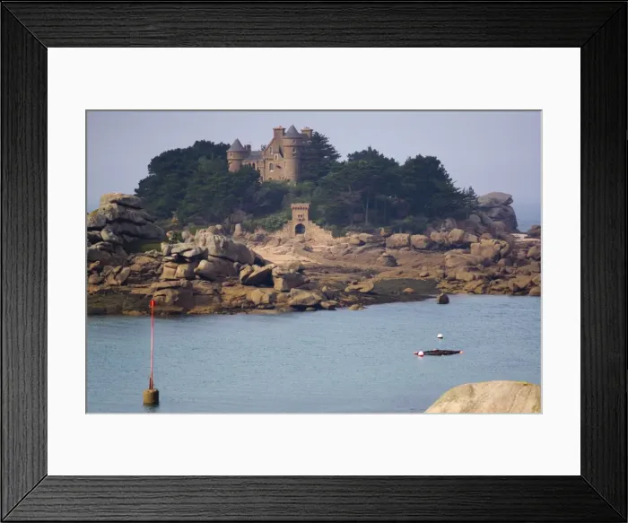 Framed Print : Chateau Costaeres, Ploumanach, Cote de Granit Rose, Brittany, France, Europe
