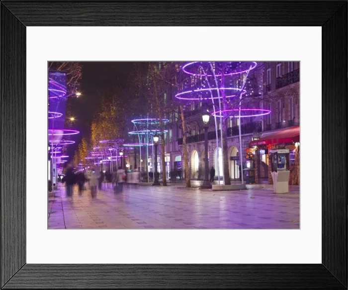 Framed Print : Christmas decorations along the Champs Elysees in Paris, France, Europe Framed Print : Christmas decorations along the Champs Elysees in Paris, France, Europe