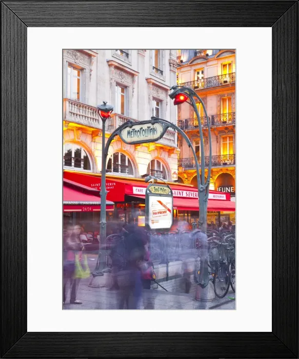 Framed Print : Crowds of people rushing through the entrance to a metro station in Paris, France, Europe Framed Print : Crowds of people rushing through the entrance to a metro station in Paris, France, Europe