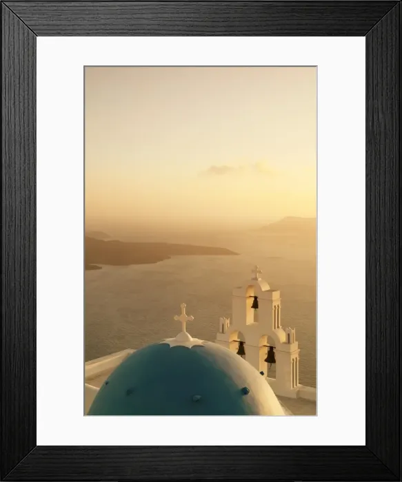 Framed Print : St. Gerasimos Church with blue dome at sunset, Firostefani, Santorini, Cyclades, Aegean Sea, Greek Islands, Greece, Europe Framed Print : St. Gerasimos Church with blue dome at sunset, Firostefani, Santorini, Cyclades, Aegean Sea, Greek Islands, Greece, Europe