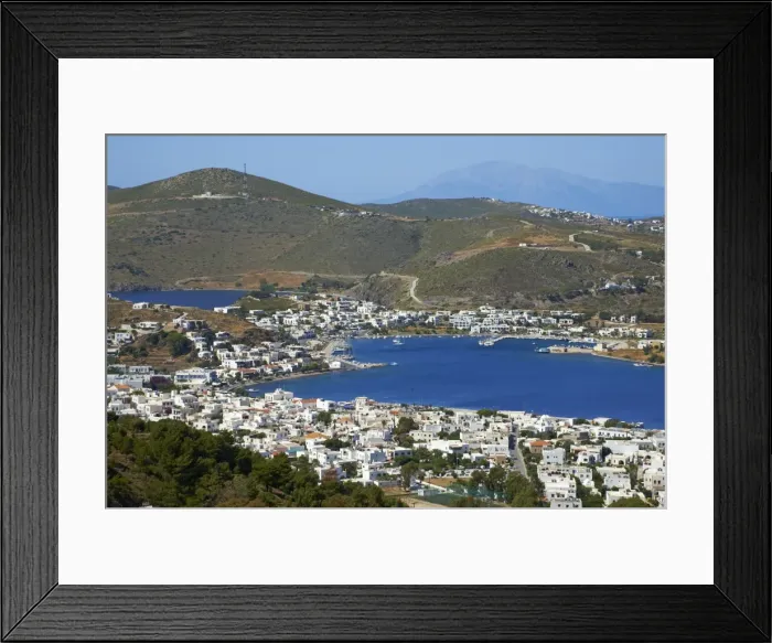Framed Print : View over Skala, Patmos, Dodecanese, Greek Islands, Greece, Europe Framed Print : View over Skala, Patmos, Dodecanese, Greek Islands, Greece, Europe