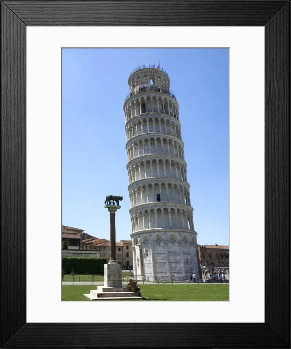 Framed Print : The Leaning Tower of Pisa with the Wolf of Rome column, UNESCO World Heritage Site, Pisa, Tuscany, Italy, Europe Framed Print : The Leaning Tower of Pisa with the Wolf of Rome column, UNESCO World Heritage Site, Pisa, Tuscany, Italy, Europe