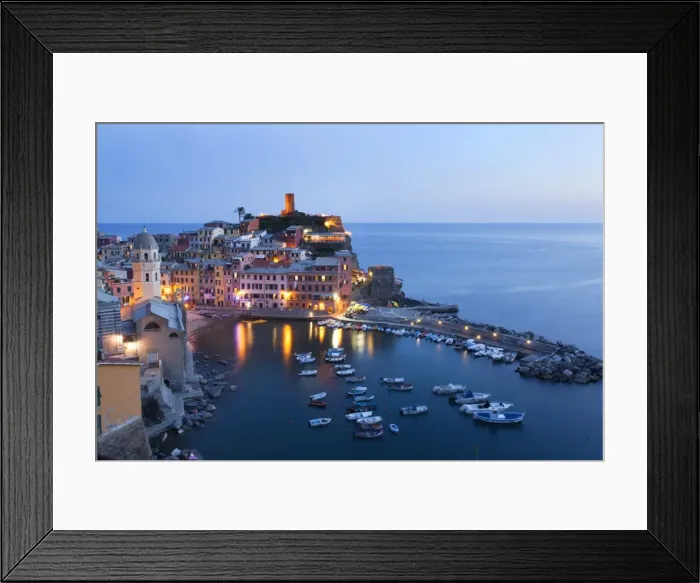 Framed Print : Vernazza at dusk, Cinque Terre, UNESCO World Heritage Site, Liguria, Italy, Mediterranean, Europe Framed Print : Vernazza at dusk, Cinque Terre, UNESCO World Heritage Site, Liguria, Italy, Mediterranean, Europe