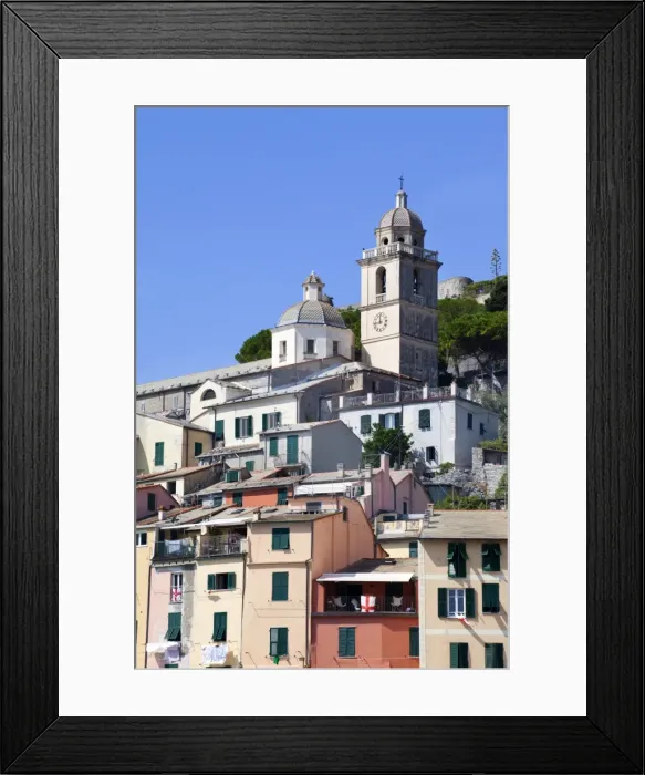 Framed Print : The Church of St. Lawrence sits above colourful buildings at Porto Venere, Cinque Terre, UNESCO World Heritage Site, Liguria, Italy, Europe Framed Print : The Church of St. Lawrence sits above colourful buildings at Porto Venere, Cinque Terre, UNESCO World Heritage Site, Liguria, Italy, Europe