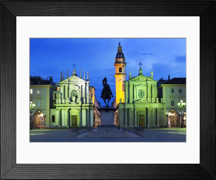 Framed Print : Piazza San Carlo as the floodlights come on at dusk, Turin, Piedmont, Italy, Europe Framed Print : Piazza San Carlo as the floodlights come on at dusk, Turin, Piedmont, Italy, Europe