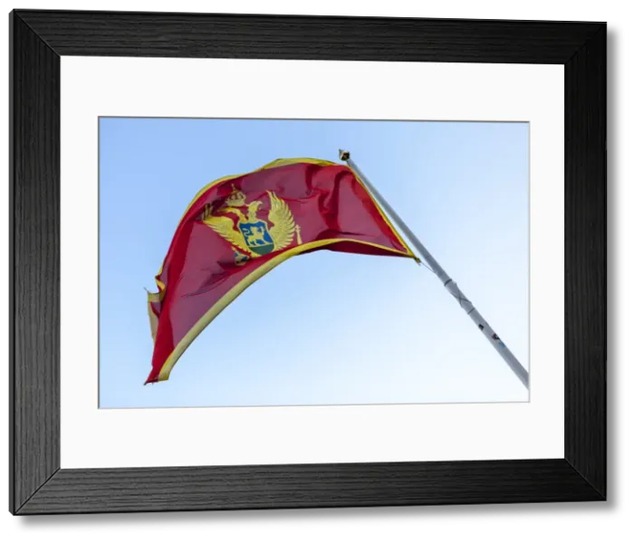 Framed Print : National Flag of Montenegro, Europe Framed Print : National Flag of Montenegro, Europe