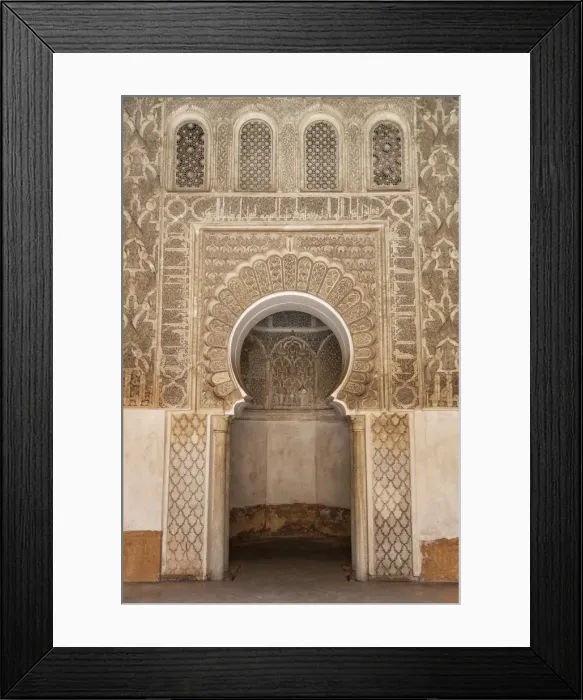 Framed Print : Traditional decorative plaster carving in the Ben Youssef Medersa, UNESCO World Heritage Site, Marrakech, Morocco, North Africa, Africa Framed Print : Traditional decorative plaster carving in the Ben Youssef Medersa, UNESCO World Heritage Site, Marrakech, Morocco, North Africa, Africa