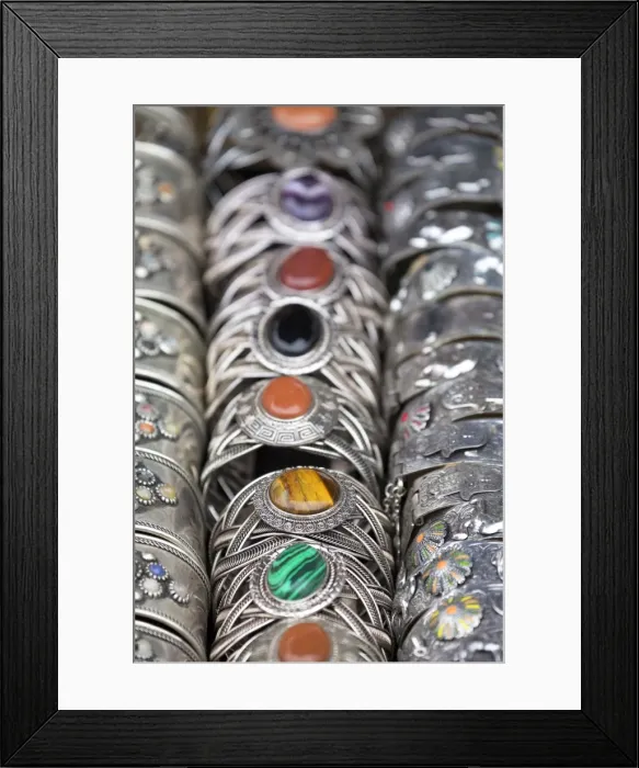 Framed Print : Traditional silver bracelets for sale in Rahba Kedima (Old Square), Marrakech, Morocco, North Africa, Africa Framed Print : Traditional silver bracelets for sale in Rahba Kedima (Old Square), Marrakech, Morocco, North Africa, Africa