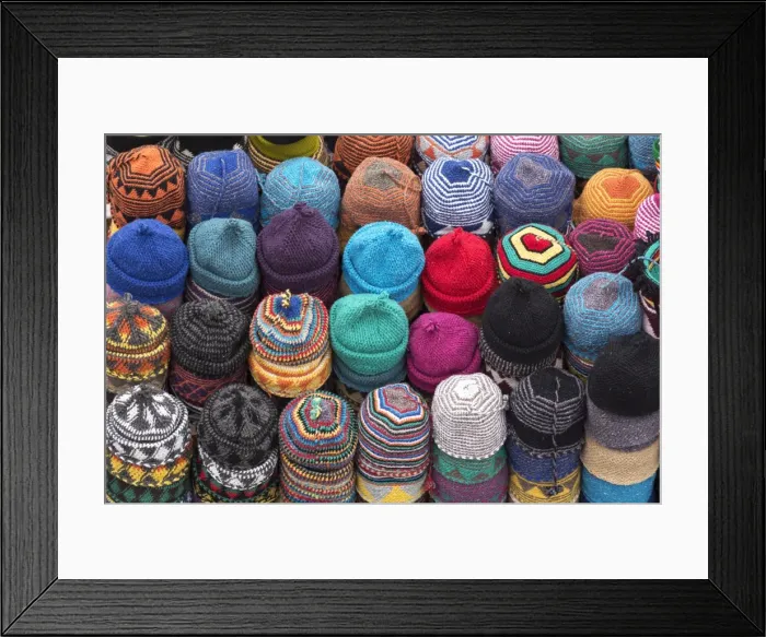 Framed Print : Traditional colourful woollen hats for sale in Rahba Kedima (Old Square), Marrakech, Morocco, North Africa, Africa Framed Print : Traditional colourful woollen hats for sale in Rahba Kedima (Old Square), Marrakech, Morocco, North Africa, Africa