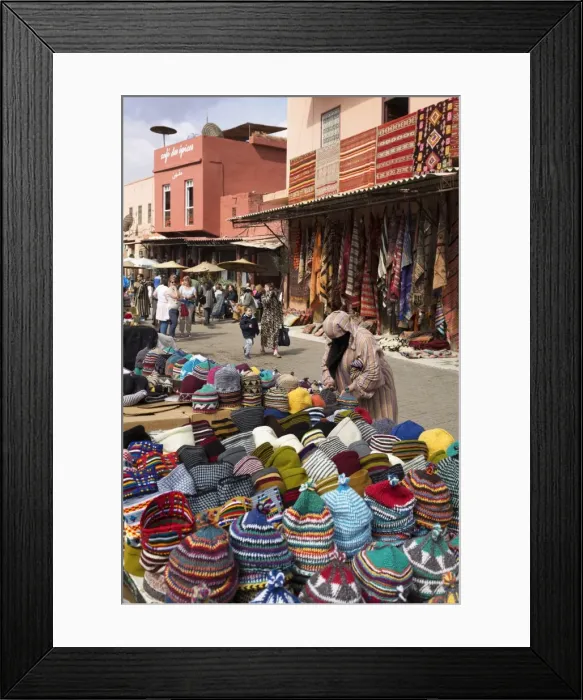 Framed Print : Traditional colourful woollen hats for sale in Rahba Kedima (Old Square), Marrakech, Morocco, North Africa, Africa Framed Print : Traditional colourful woollen hats for sale in Rahba Kedima (Old Square), Marrakech, Morocco, North Africa, Africa