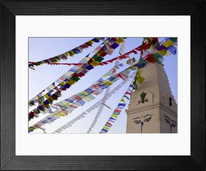 Framed Print : Stupa and prayer flags in the Whochen Thokjay Choyaling Monastery, Swayambhu, Nepal, Asia Framed Print : Stupa and prayer flags in the Whochen Thokjay Choyaling Monastery, Swayambhu, Nepal, Asia