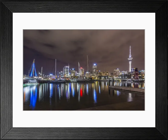 Framed Print : Night view of the city of Auckland from Auckland Harbour, North Island, New Zealand, Pacific Framed Print : Night view of the city of Auckland from Auckland Harbour, North Island, New Zealand, Pacific