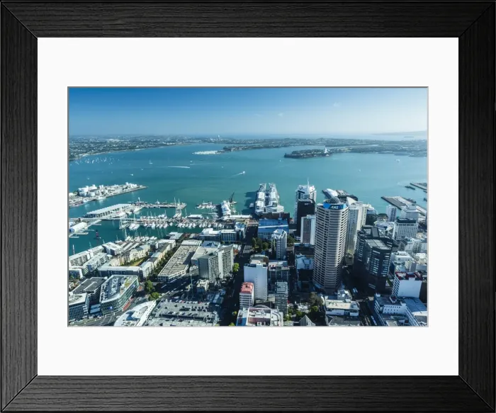 Framed Print : Aerial view of the city of Auckland from the Sky Tower, Auckland, North Island, New Zealand, Pacific Framed Print : Aerial view of the city of Auckland from the Sky Tower, Auckland, North Island, New Zealand, Pacific
