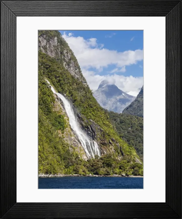 Framed Print : Lady Bowen Waterfall in Milford Sound, Fiordland National Park, UNESCO World Heritage Site, South Island, New Zealand, Pacific Framed Print : Lady Bowen Waterfall in Milford Sound, Fiordland National Park, UNESCO World Heritage Site, South Island, New Zealand, Pacific