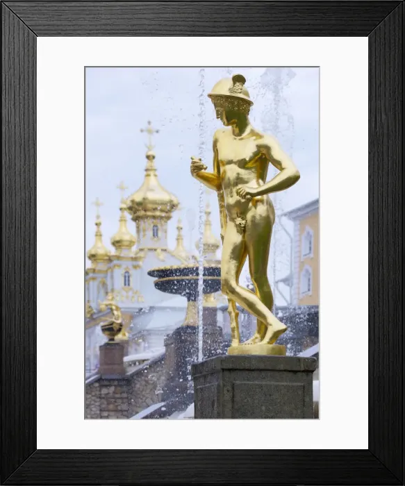Framed Print : Golden statue of Hermes (Mercury), Grand Cascade, Peterhof (Petrodvorets), St. Petersburg, Russia, Europe Framed Print : Golden statue of Hermes (Mercury), Grand Cascade, Peterhof (Petrodvorets), St. Petersburg, Russia, Europe