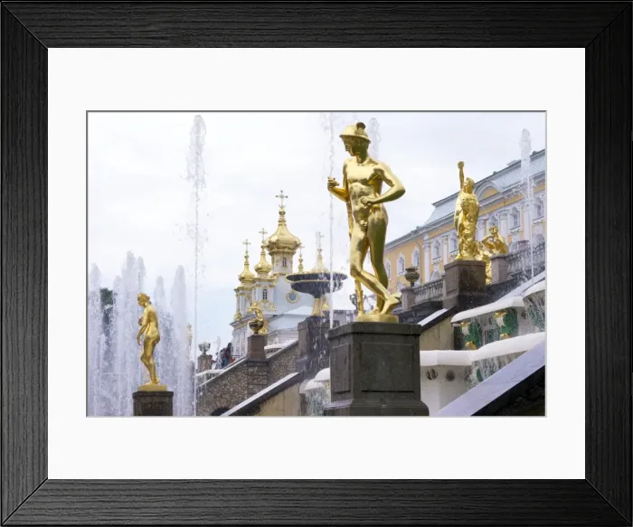 Framed Print : Golden statue of Hermes (Mercury), Grand Cascade, Peterhof (Petrodvorets), St. Petersburg, Russia, Europe