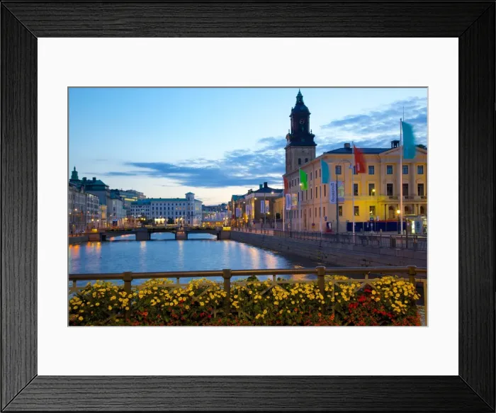 Framed Print : Town Hall and Canal at dusk, Gothenburg, Sweden, Scandinavia, Europe Framed Print : Town Hall and Canal at dusk, Gothenburg, Sweden, Scandinavia, Europe