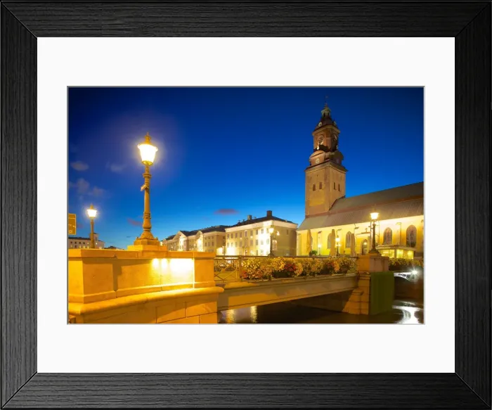 Framed Print : Bridge and church at night, Gothenburg, Sweden, Scandinavia, Europe Framed Print : Bridge and church at night, Gothenburg, Sweden, Scandinavia, Europe