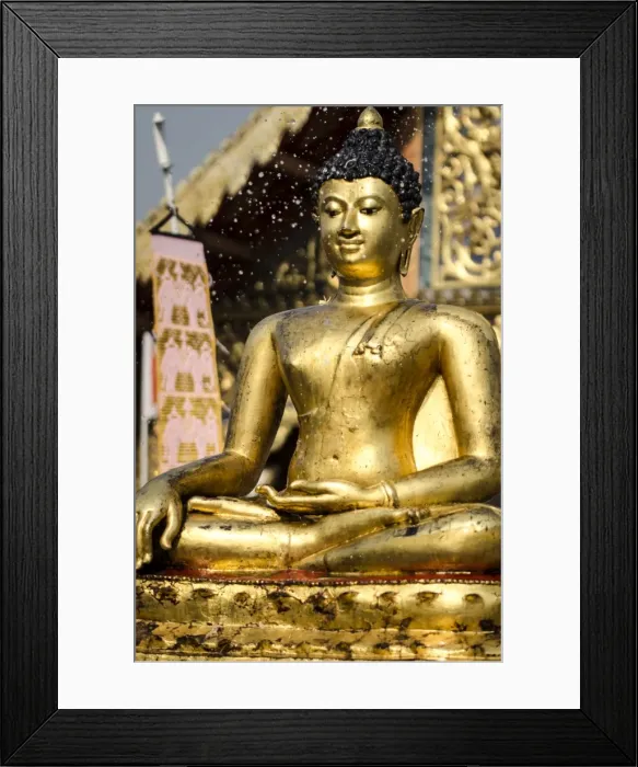 Framed Print : The Buddha statue at Wat Phra Singh is blessed with water during Thai New Year celebrations, Chiang Mai, Thailand Framed Print : The Buddha statue at Wat Phra Singh is blessed with water during Thai New Year celebrations, Chiang Mai, Thailand