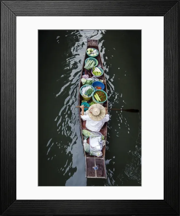 Framed Print : A vendor paddles their boat, Damnoen Saduak Floating Market, Thailand, Southeast Asia, Asia Framed Print : A vendor paddles their boat, Damnoen Saduak Floating Market, Thailand, Southeast Asia, Asia