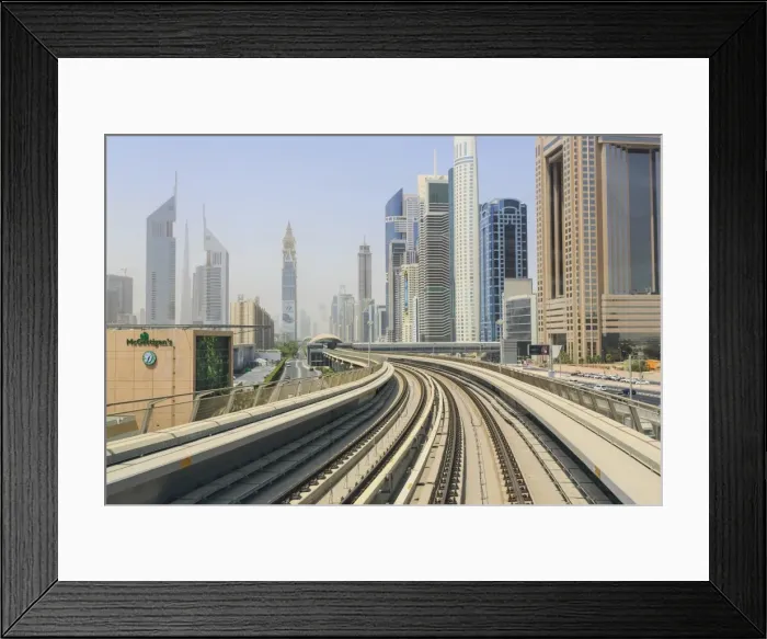 Framed Print : Elevated Metro track on Sheikh Zayed Road, Dubai, United Arab Emirates, Middle East Framed Print : Elevated Metro track on Sheikh Zayed Road, Dubai, United Arab Emirates, Middle East