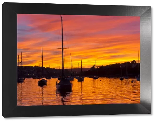 Spectacular sunset, Falmouth Harbour, Cornwall, England, United Kingdom, Europe