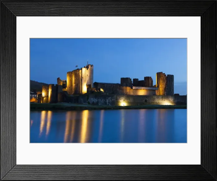 Framed Print : Caerphilly Castle at dusk, Wales, Gwent, United Kingdom, Europe Framed Print : Caerphilly Castle at dusk, Wales, Gwent, United Kingdom, Europe