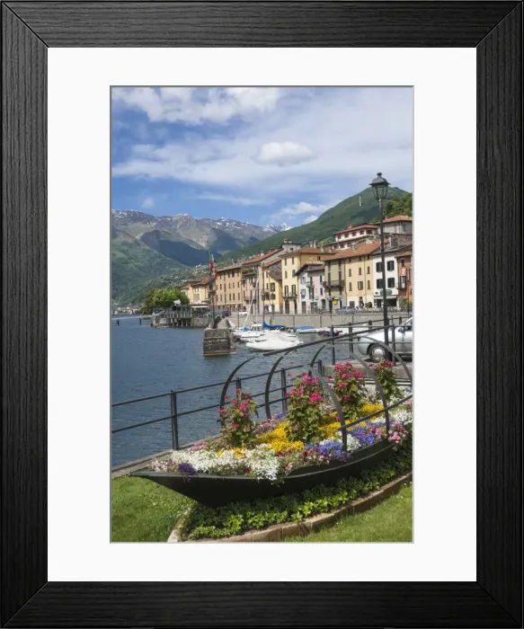 Framed Print : Flower boat, Domaso, Lake Como, Italian Lakes, Lombardy, Italy, Europe Framed Print : Flower boat, Domaso, Lake Como, Italian Lakes, Lombardy, Italy, Europe