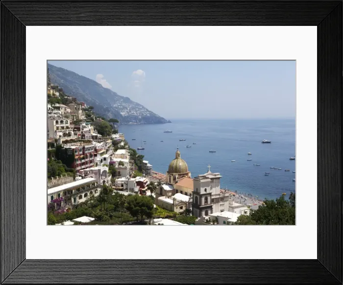Framed Print : View of Positano with the typical majolica dome of Santa Maria Assunta, Costiera Amalfitana, UNESCO World Heritage Site, Campania, Italy, Europe Framed Print : View of Positano with the typical majolica dome of Santa Maria Assunta, Costiera Amalfitana, UNESCO World Heritage Site, Campania, Italy, Europe