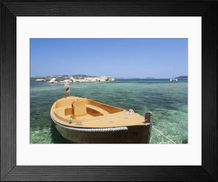 Framed Print : Boat at the beach, Palau, Sardinia, Italy, Mediterranean, Europe Framed Print : Boat at the beach, Palau, Sardinia, Italy, Mediterranean, Europe