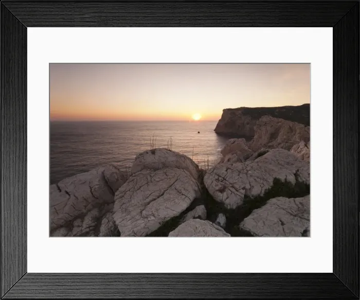 Framed Print : Capo Caccia at sunset, Province Nurra, Sardinia, Italy, Mediterranean, Europe