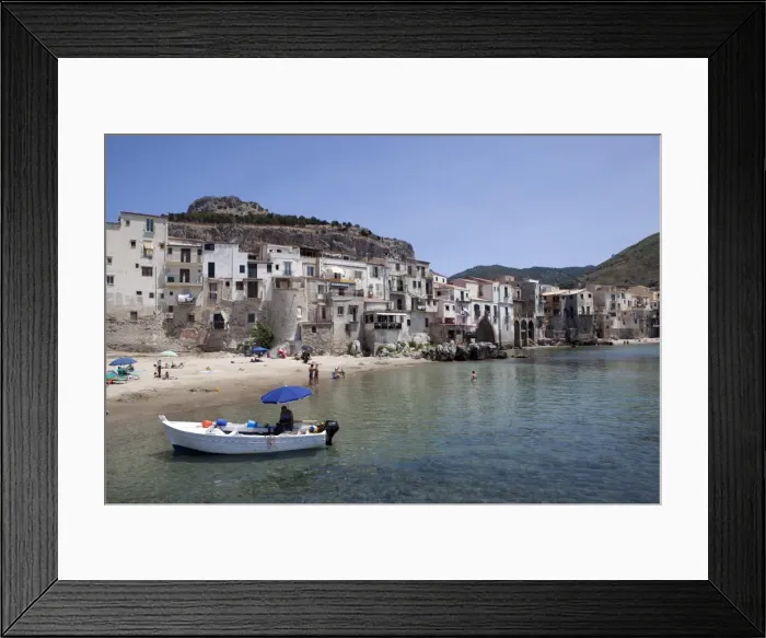 Framed Print : View of Cefalu beach, Sicily, Italy, Mediterranean, Europe Framed Print : View of Cefalu beach, Sicily, Italy, Mediterranean, Europe