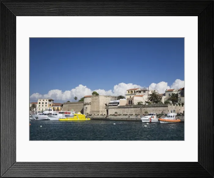 Framed Print : Port and town wall, Alghero, Province Sassari, Sardinia, Italy, Mediterranean, Europe Framed Print : Port and town wall, Alghero, Province Sassari, Sardinia, Italy, Mediterranean, Europe