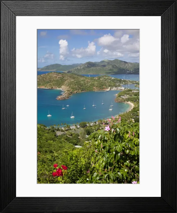 Framed Print : View of English Harbour from Shirley Heights, Antigua, Leeward Islands, West Indies, Caribbean, Central America Framed Print : View of English Harbour from Shirley Heights, Antigua, Leeward Islands, West Indies, Caribbean, Central America