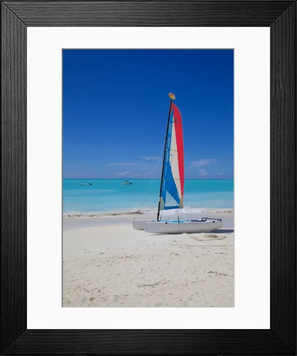 Framed Print : Beach and hobie cat, Jolly Harbour, St. Mary, Antigua, Leeward Islands, West Indies, Caribbean, Central America Framed Print : Beach and hobie cat, Jolly Harbour, St. Mary, Antigua, Leeward Islands, West Indies, Caribbean, Central America