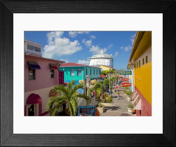 Framed Print : Heritage Quay and cruise ship in port, St. Johns, Antigua, Leeward Islands, West Indies, Caribbean, Central America Framed Print : Heritage Quay and cruise ship in port, St. Johns, Antigua, Leeward Islands, West Indies, Caribbean, Central America