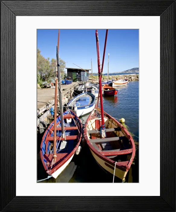 Framed Print : Fishing cabin and ancient fishing boats, Etang de Thau Museum, Bouzigues, Thau basin, Herault, Languedoc, France, Europe Framed Print : Fishing cabin and ancient fishing boats, Etang de Thau Museum, Bouzigues, Thau basin, Herault, Languedoc, France, Europe