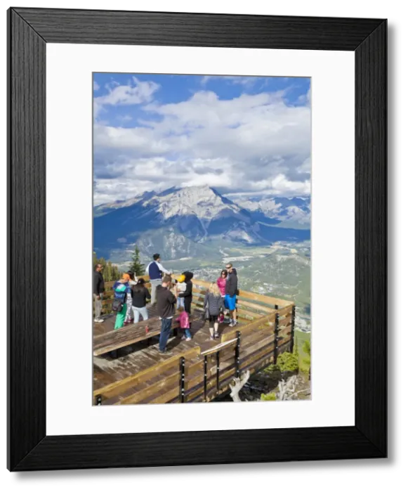 Framed Print : Visitors on a viewing platform on Sulphur Mountain summit overlooking Banff National Park, UNESCO World Heritage Site, Alberta, The Rockies, Canada, North America Framed Print : Visitors on a viewing platform on Sulphur Mountain summit overlooking Banff National Park, UNESCO World Heritage Site, Alberta, The Rockies, Canada, North America