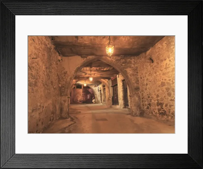 Framed Print : Rue Obscure (Dark Passage) datring from the 13th century, Villefranche sur Mer, Cote d Azur, French Riviera, Provence, France, Europe Framed Print : Rue Obscure (Dark Passage) datring from the 13th century, Villefranche sur Mer, Cote d Azur, French Riviera, Provence, France, Europe