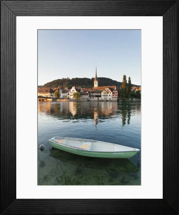 Framed Print : View over the Rhine River to the old town and St. Georgen monastery, Stein am Rhein, Canton Schaffhausen, Switzerland, Europe Framed Print : View over the Rhine River to the old town and St. Georgen monastery, Stein am Rhein, Canton Schaffhausen, Switzerland, Europe