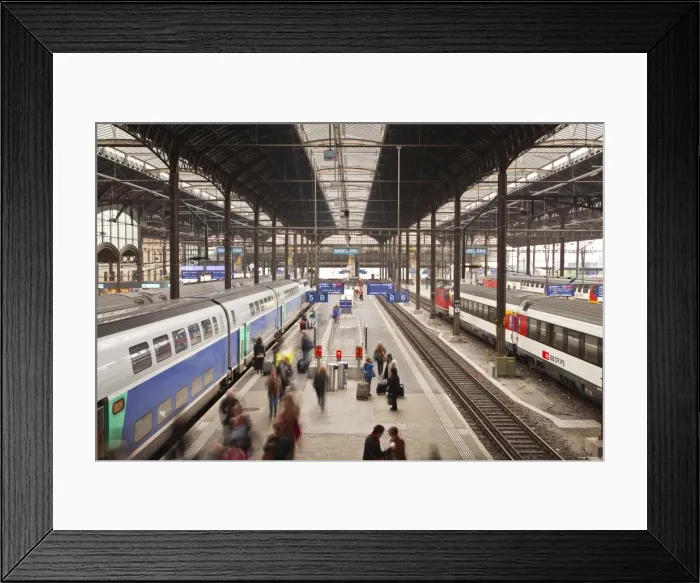 Framed Print : A busy Basel SBB railway station, Basel, Switzerland, Europe Framed Print : A busy Basel SBB railway station, Basel, Switzerland, Europe