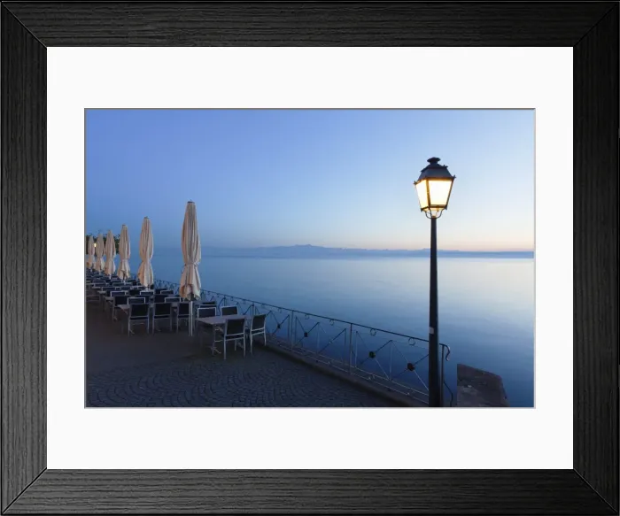 Framed Print : Street cafe on a promenade at sunset, Meersburg, Lake Constance (Bodensee), Baden Wurttemberg, Germany, Europe Framed Print : Street cafe on a promenade at sunset, Meersburg, Lake Constance (Bodensee), Baden Wurttemberg, Germany, Europe