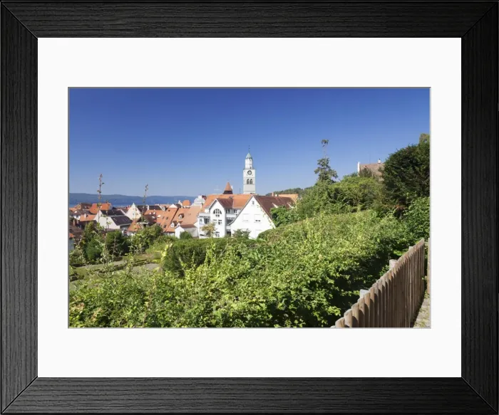 Framed Print : View over the old town with St. Nikolaus Minster, Uberlingen, Lake Constance (Bodensee), Baden Wurttemberg, Germany, Europe