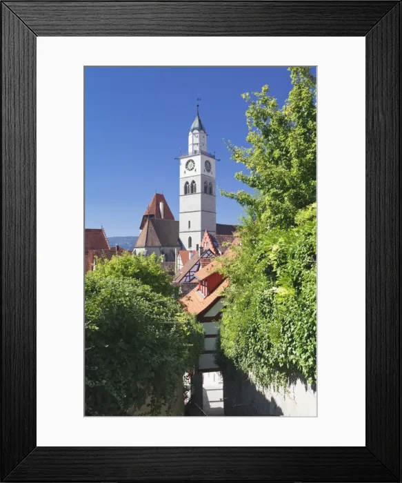 Framed Print : Street in the old town with St. Nikolaus Minster, Uberlingen, Lake Constance (Bodensee), Baden Wurttemberg, Germany, Europe Framed Print : Street in the old town with St. Nikolaus Minster, Uberlingen, Lake Constance (Bodensee), Baden Wurttemberg, Germany, Europe